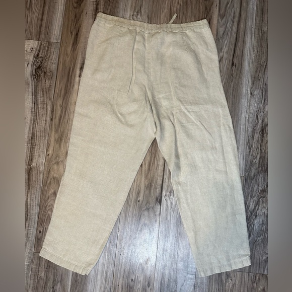 J. Jill Love Linen 100% Linen Wide Leg Drawstring Waist Size Large Cream - Picture 2 of 5